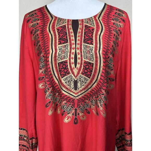 Ashro Women's Aztek African Indian Boho Size XL Tunic Top Colorful India - Picture 2 of 14